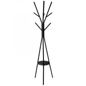 Pegane Portemanteau en métal et bois coloris noir - Dim : L 42 x P 42 x H 180cm