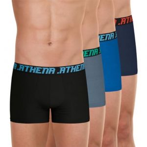Athena Lot de 4 boxers homme My Petits Prix bleu en coton