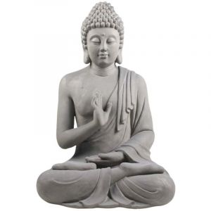 Image de Bouddha pour extérieur en fibres Justice xl Gris