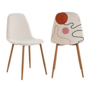 WAP - Lot de 2 Chaises Motifs Color&eacute;s Pieds Effet Bois - Altobuy