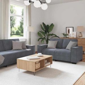 VidaXL Ensemble de canapés 3 pcs avec coussins Gris foncé Velours canapé siège de canapé canapé relax canapé confort 3324619