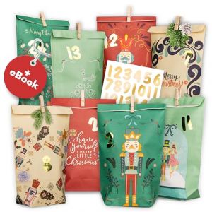 AMARI Calendrier de l'Avent à remplir - 24 sachets de l'Avent en papier