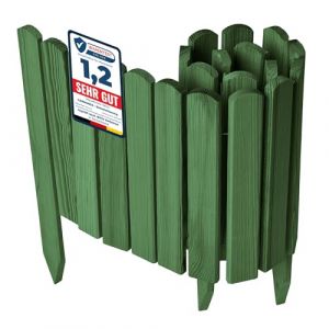 Garronda cl&ocirc;ture de Jardin en Bois Bordure Jardin Cloture Jardin Exterieur, Palissade Bordurette Longueur: 100 cm GD-0148 (Vert Fonc&eacute;, Hauteur : 30