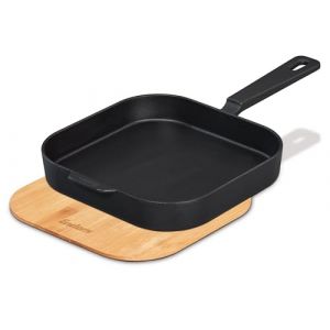 Enders #8773 Po&ecirc;le &agrave; frire en fonte L, bord haut, r&eacute;partition et stockage homog&egrave;nes, utilisable sur le barbecue, le r&eacute;chaud de camping, la plaque de cuisson ou le feu ouvert, avec planche/couvercle