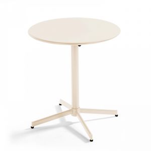 Image de Oviala Palavas - Table ronde bistro inclinable en acier ivoire - Beige