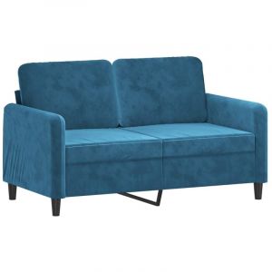 VidaXL Canap&eacute; &agrave; 2 places Bleu 120 cm Velours