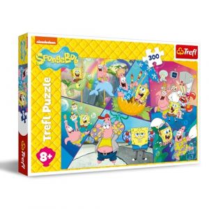 Trefl Bob l’ÉpongeBob l’Éponge sur l’île de Bikini - Puzzle 300 Pièces - Puzzle coloré avec des Personnages de Film Animé, Divertissement Créatif, Loisir pour Les Enfants à partir de 8 Ans