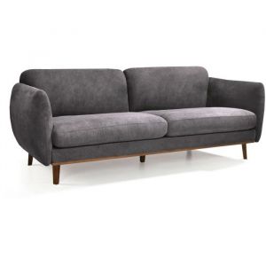 Image de Xagone Canapé 3 places fixe Tissu gris L 218 x P 87 x H 81 cm Sofia