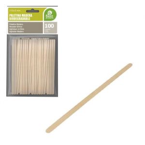 100 AGITATEURS CAFÉ BOIS BIODÉGRADABLE 11CM NATUREL Beige, Ivoire, Crème, Écru, Naturel, Taupe