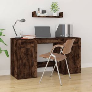 VidaXL Bureau avec armoire chêne fumé bois d'ingénierie