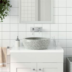 VidaXL Vasque à poser gris rond ?41x14 cm céramique