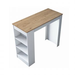 Table fixe effet bois beige, blanc 120x50 cm