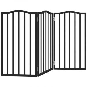 VidaXL Barrière pour chien pliable 3 panneaux noir bois de peuplier