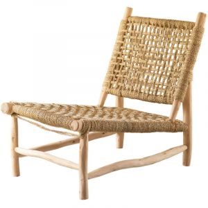 Image de Home maison Fauteuil Lounge ajour&eacute; boh&egrave;me Naturel 60x80x75 cm