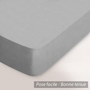 Linnea Drap housse uni 100x190 cm 100% coton ALTO Alu