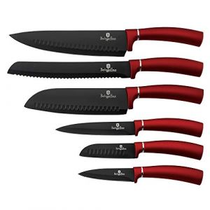 Jeu de 6 Couteaux de Cuisine Professionnel Acier inoxydable Couteau C f Santoku, Berlinger Haus, Burgundy,, Rouge