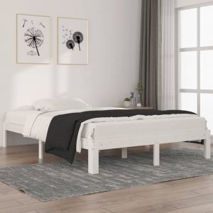 VidaXL Cadre de lit Blanc Bois de pin massif 140x200 cm 810366