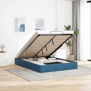 VidaXL Cadre de lit ottoman sans matelas bleu foncé 140x200 cm velours