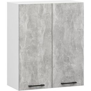 Meuble de cuisine haut Akord W60 H720 Blanche, façade Gris 2 portes, 2 étagères 72x60x30 cm