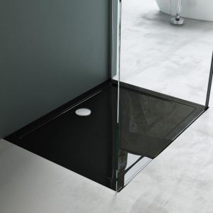 Mai&mai - Receveur de Couche Bac &agrave; Douche 100x120x4cm en Acrylique Noir Rectangulaire F2