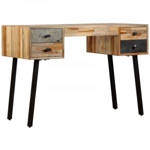 VidaXL Bureau Teck de r&eacute;cup&eacute;ration massif 110 x 50 x 76 cm