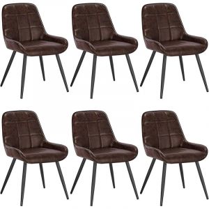 Image de Woltu - Chaises de Salle à Manger Lot de 6. Chaises Relaxantes en SimiliCuir. Ergonomiques avec Dossier. Marron foncé BH332dbr-6 - Marron foncé