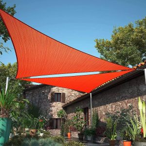 Voile d'ombrage 4 x 4 x 5,66 m imperm&eacute;able 220g/m&sup2; Haute densit&eacute; - Tissu d&eacute;perlant - Terracotta &eacute;pic&eacute;