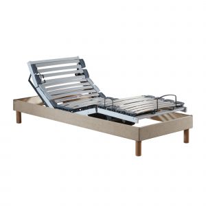 Sommier électrique relaxation lattes lisse beige 70x190