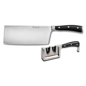 Wüsthof Couteau de chef chinois et aiguise-couteaux Ikon Multicolore