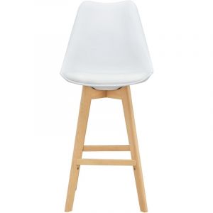 [en casa] Lot de 2 Tabourets de Bar avec Dossier et Repose Pied Siège Rembourré Plastique Similicuir tre 105 x 48 x 58 cm Blanc