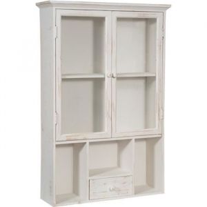 Image de Biscottini - vitrine en bois finition blanc antique L60XPR18XH89 cm style shabby