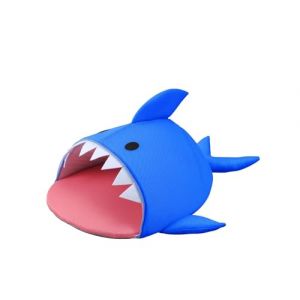 Iris Ohyama Lit, Coussin, Panier pour Chien, Chat, Forme requin lavable, Bi-face avec rebord, Nylon, L75 x P71 x H33 cm, PCB-20SH, Requin