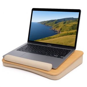 Coussin pour ordinateur portable - Lap table - Ajustable - Support pour travailler &agrave; la maison - Table de lit - Plateau pour ordinateur portable et support pour tablette - Bambou