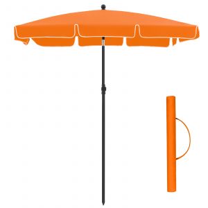 Songmics Parasol 200 x 125 cm protection solaire upf 50+ inclinable orange