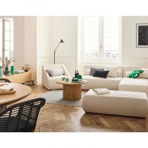 Onyx - canapé modulable d'angle droit 5 places - en velours côtelé - Beige