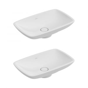 Image de Villeroy & Boch IDEAL STANDARD Lot de deux vasques rectangles à poser 58.50X38 sans trop plein Loop & Friends - Blanc CeramicPlus