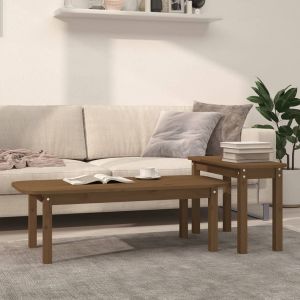 VidaXL Ensemble de tables basses 2 pcs Marron miel Bois massif de pin