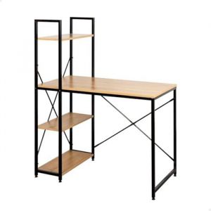 Bureau avec étagère - AKTIVE - Modèle moderne - 100 cm - Métal noir - Style industriel