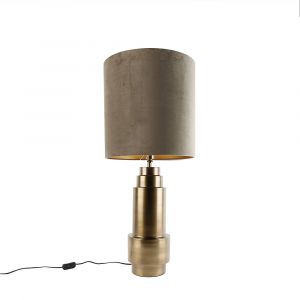 Qazqa Lampe de table en acier couleur taupe 40 x 40 x 92 cm