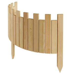 Bordure de jardin - Nature - Bois de pin - 100 cm x 30 cm - Clôture modulaire - Durable et biodégradable