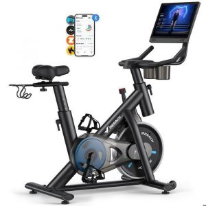 Vélo d’appartement magnétique MERACH 8 niveaux de résistance Écran tactile HD couleur de 156″” APP compatible Charge 136 kg