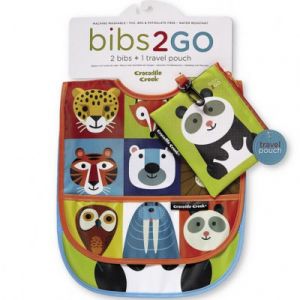 Image de Crocodile creek Lot de 2 bavoirs et pochette de rangement animaux