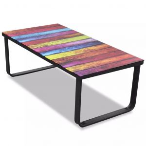 Image de VidaXL Table basse avec impression d'arc-en-ciel Dessus en verre