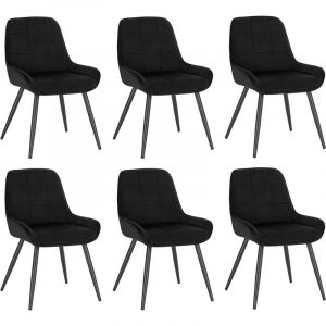 Woltu - Chaises de Salle à Manger Lot de 6. Chaises Relaxantes en Velours. Ergonomiques avec Dossier. Noir BH331sz-6 - Noir