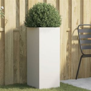 VidaXL Jardinière blanc 32x27,5x75 cm acier laminé à froid