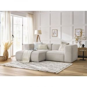 Bobochic Canap&eacute; d'angle gauche fixe compact 3 places Z&eacute;phyr beige - 260x165x76 cm