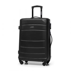 WITTCHEN Valise de Voyage Bagage à Main Valise Cabine Valise Rigide en ABS avec 4 roulettes pivotantes Serrure à Combinaison Poignée télescopique Globe Line Taille M Noir
