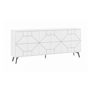 Buffet Dlabrocc, Buffet du salon, Commode de salon, Garde-manger de cuisine, 184x35h77 cm, Blanc