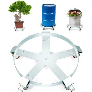 VEVOR Porte-Fût 250 L Chariot à Baril Capacité de Charge 567 kg Plateau Roulant avec 5 Roulettes Pivotantes Cadre Acier Socle Rouleur Outil pour Manutention Fûts Tambours Bidons Huile Entrepôts Usines