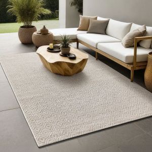 Tapis ext&eacute;rieur Boho design, Marron, 160 x 230 cm
